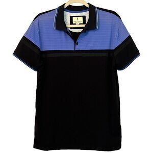 Scott James Men’s Short Sleeve Black and Blue Polo Shirt‎  Sz L